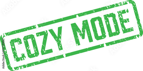 Cozy Mode green textured rubber stamp effect for indicating comfort and relaxation