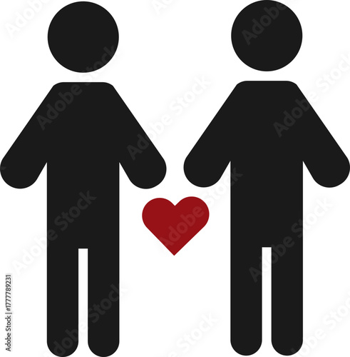 Together in Love – Minimalist Icon of Two Figures with a Heart