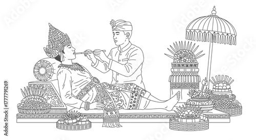 Balinese Tooth Filing Ceremony Illustration