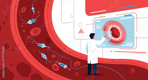 Innovative nanobots navigating bloodstream for advanced medical diagnosis and treatment analysis