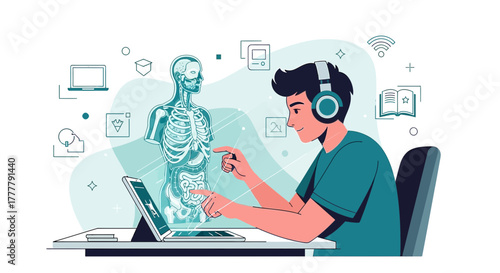 Interactive learning and healthcare technology integration with virtual human anatomy study