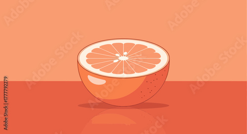 Vibrant Citrus Slice on Monochromatic Backdrop Showcasing Health and Freshness Vibe