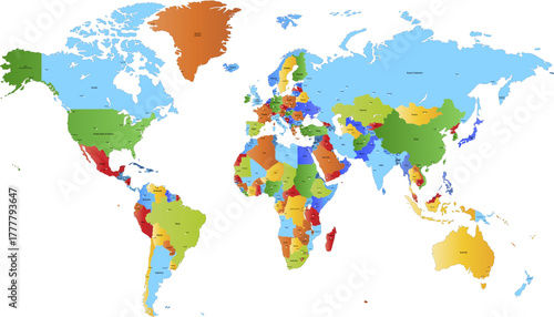 World map. Color modern vector map. Silhouette map