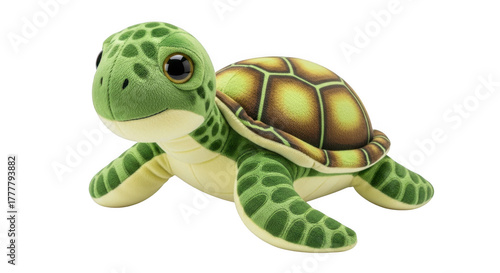 Adorable green sea turtle plush toy for children and collectors transparent background