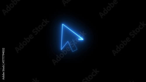 Neon mouse cursor arrow icon. Glowing neon arrow cursor icon for digital interface and web design elements
