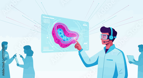 Medical professionals collaborate using augmented reality for advanced diagnostics and research