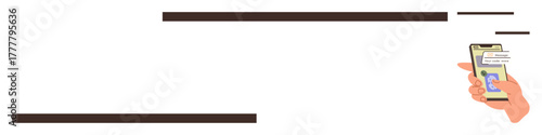 Hand holding a smartphone showing a payment authentication screen with a verification code prompt. Ideal for technology, security, e-commerce, transaction, mobile app, fintech, communication. Simple
