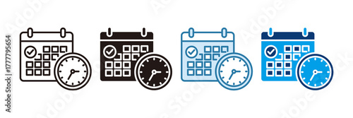 Work Schedule Icon Set Multiple Style Collection