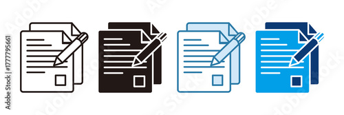 Employee Contract Icon Set Multiple Style Collection