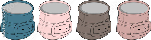 Vector illustration set of orthopedic ankle braces in various colors, a concept for medical support, injury recovery, and stability