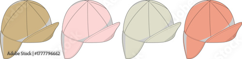 A row of colorful illustrated deerstalker hats, showcasing classic detective headwear accessories in varying hues for fashion and costume design concepts
