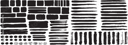 Collection of hand-drawn abstract black doodle shapes and symbols on white background vector