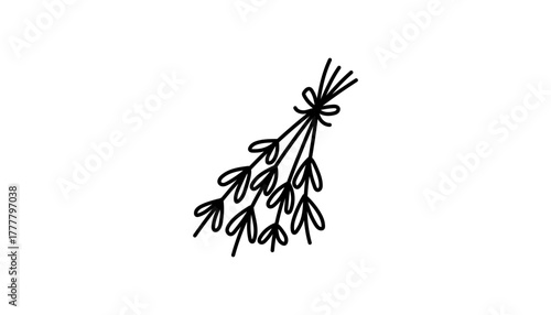 Sage with magic herbs creates esoteric smudge tied. Aromatics and cleansing connect witchcraft with occult. Mystic astrology with tarot and moon.