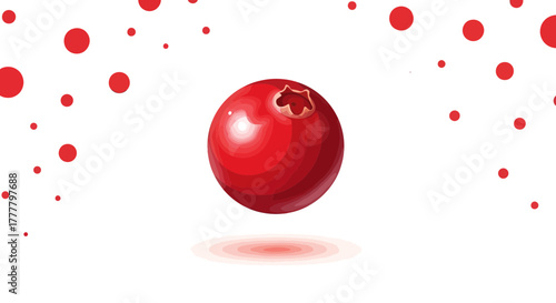Vibrant Illustrated Cranberry With Red Dots Isolated on a White Background
