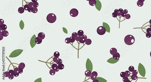 Vibrant Illustrated Elderberries: Seamless Pattern Design for Creative Purposes