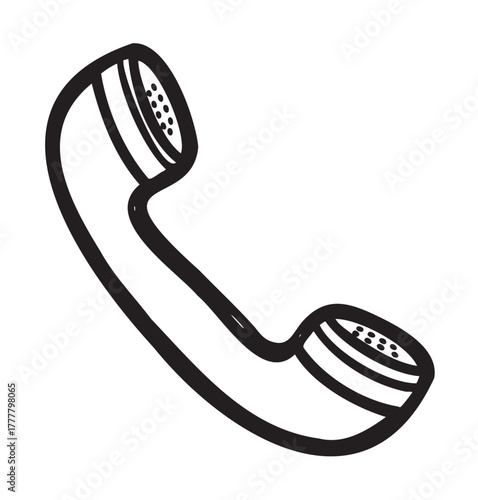 Black outline of an old-fashioned telephone handset shown with simple, clean lines indicating the earpiece and mouthpiece.