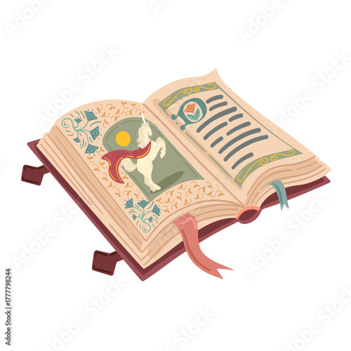 Magic fairy tale book, whimsical vector illustration
