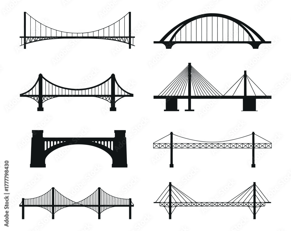 Fototapeta premium Different Types of Bridge With Various Architectural Structures