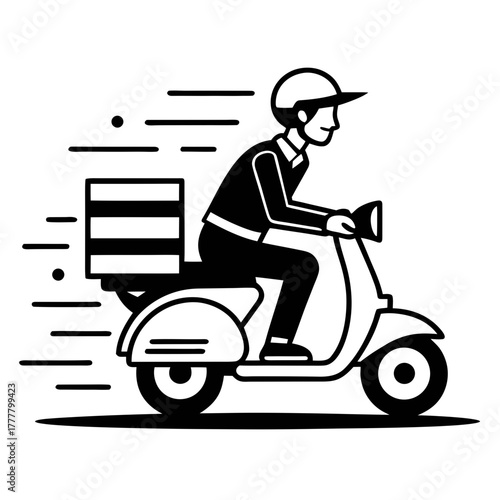 delivery, rider, scooter, courier, fast, express, service, food, shipping, transport, messenger, bike, helmet, package, order, route, speed, urban, logistic, driver, mobility, takeaway, restaurant, pa