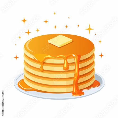 Illustration design plat de pancakes dorés modernes