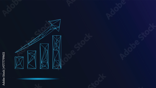 Dynamic wireframe graph showcasing positive business growth. Ideal for presentations, reports, and marketing materials. Visualize success with this compelling graphic.