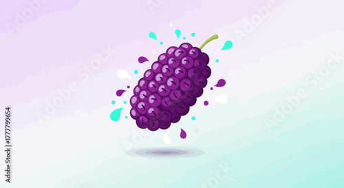 Vibrant Illustrated Mulberry Fruit Bursting With Flavor On a Colorful Modern Backdrop