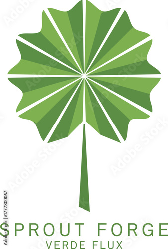 Green Leaf Logo Sprout Forge Verde Flux graphic design Vector Illustration