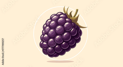 Vibrant Illustration of a Fresh Blackberry, Digitally Rendered, Set Against a Neutral Backdrop