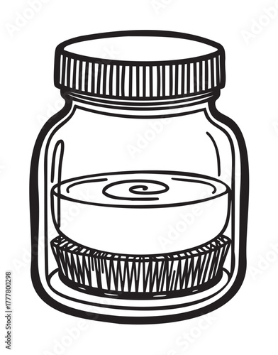 Black outline vector icon of a simple cylindrical container with a screw-on lid. minimal linear illustration for storage and organization concepts.