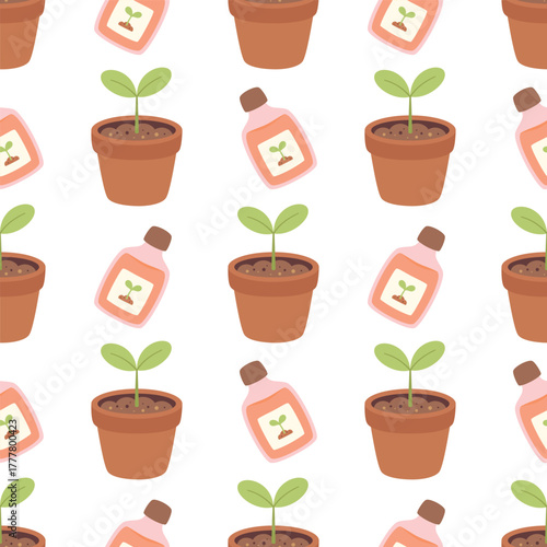 plant fertilizer seamless pattern