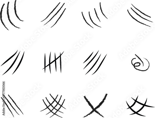 Collection of claw scratch marks isolated on white background, vector illustration