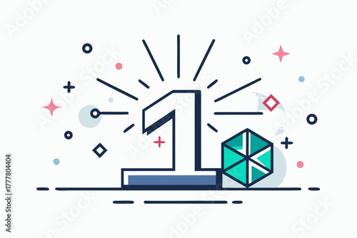 countdown digit with geometric spark bursts ultra  