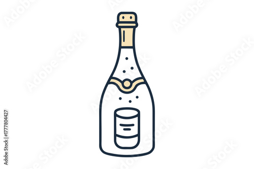 line art champagne bottle with cork detail small  