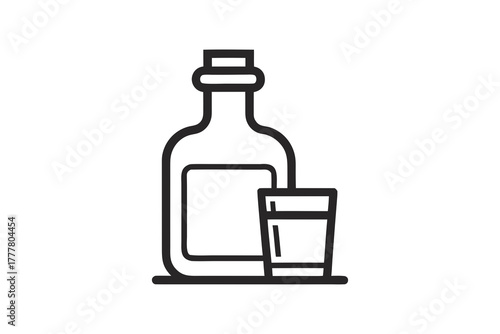 mini bottle and glass outlined refined holi  