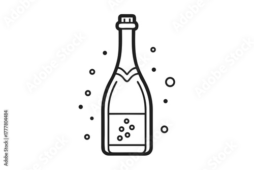 champagne bottle outline with cork detail  