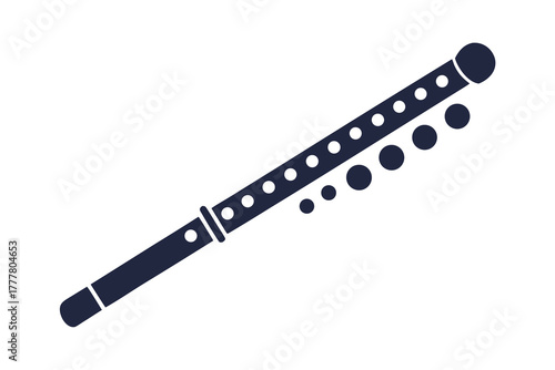 single flute silhouette rising dots  