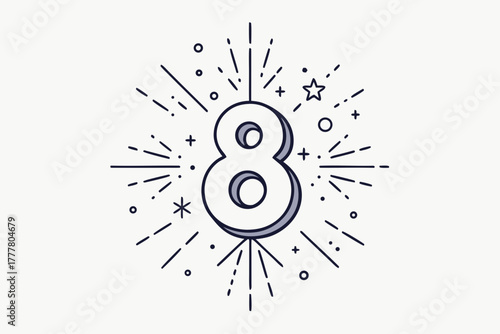 sparkler effect circle around number line art  