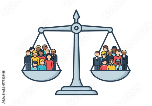 Equality and Justice Balancing Scales of Diverse People.