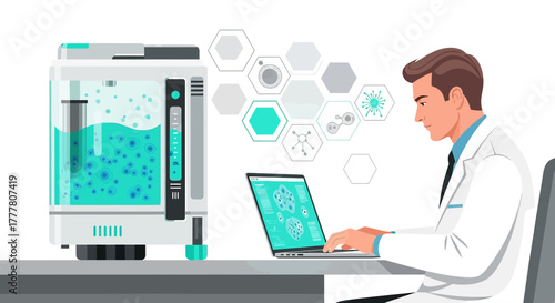 Scientist working with biotechnology equipment for research in a modern laboratory setting