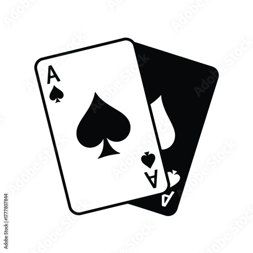 Two aces of spades playing cards illustration