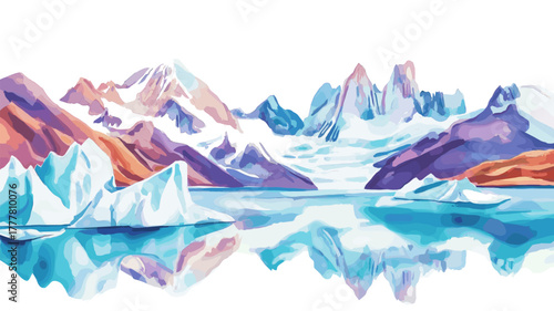 Glacier National Park. Glacier National Park hand drawn watercolor illustration