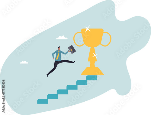 Take small steps to achieve big goal, growing wisely slow and steady to reach target and achieve success, career development .about a man and his life.