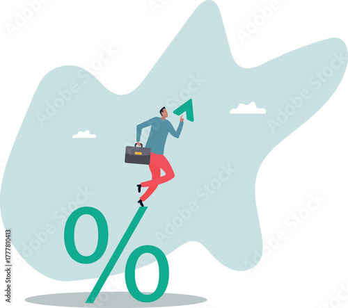 Interest rate, tax or VAT increase, loan and mortgage rate upward trend, investment profit or dividend rising up.about a man and his life.