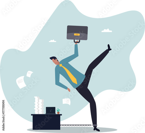 Office job work hard like a slave, overworked with busy and urgent assignment, exhausted or stressful responsibility.about a man and his life.