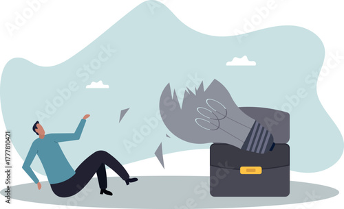 Uninspired or motivation after business failure, burnout or exhausted from crisis, no new idea or inspiration.about a man and his life.