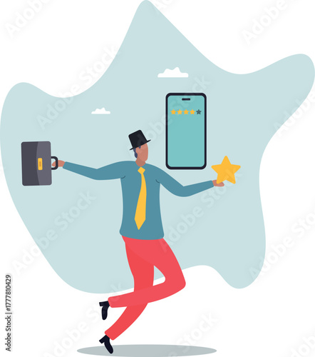 Customer experience or customer review by giving rating 5 stars, feedback from people who use service or application.about a man and his life.