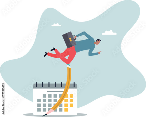 Flexible work schedule or challenge to overcome deadline or project timeline difficulty, project management or timetable.about a man and his life.