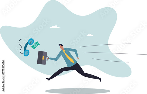 Phone scam, telephone call lying about fake investment, fraud to steal money from victim, financial crime .