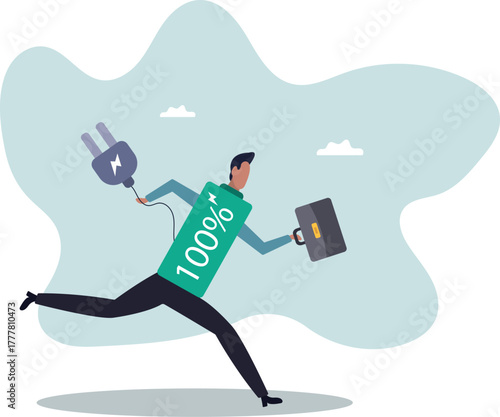 Full recharge energize, motivation to success in work, productive and efficiency, aspiration or enthusiastic.business concept.about a man and his life.