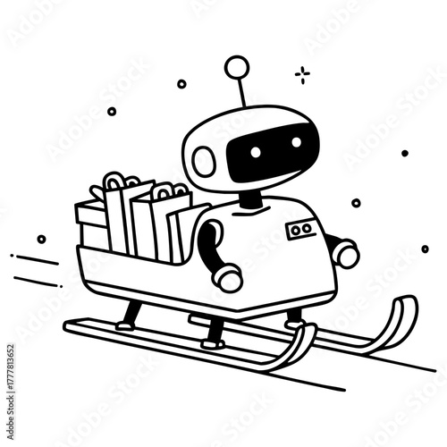 Robot Sleigh Delivering Christmas Gifts